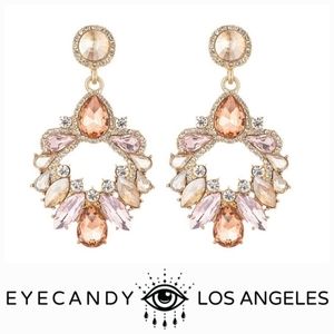 Eye Candy Luxe Collection 14k Gold Champlain Glass Crystal Hoop Dangle Earrings